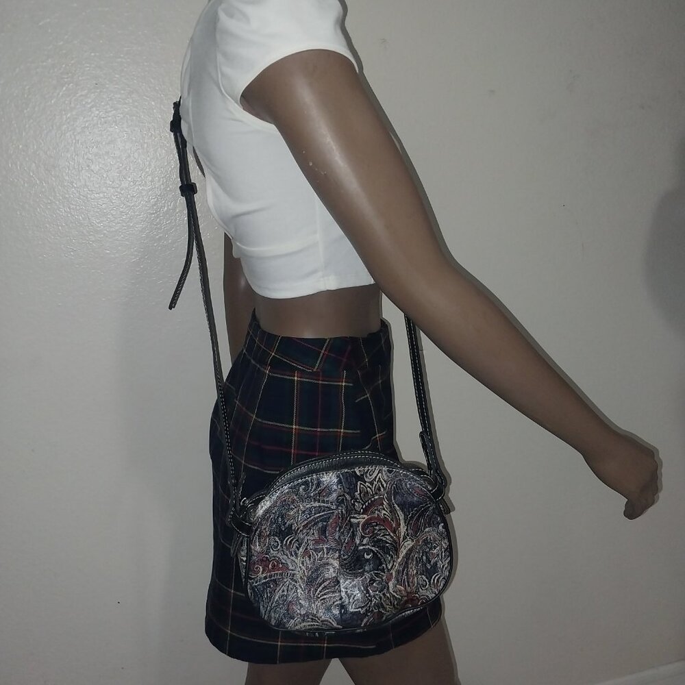 Patricia Nash Feather Paisley Italian Leather Crossbody bag
